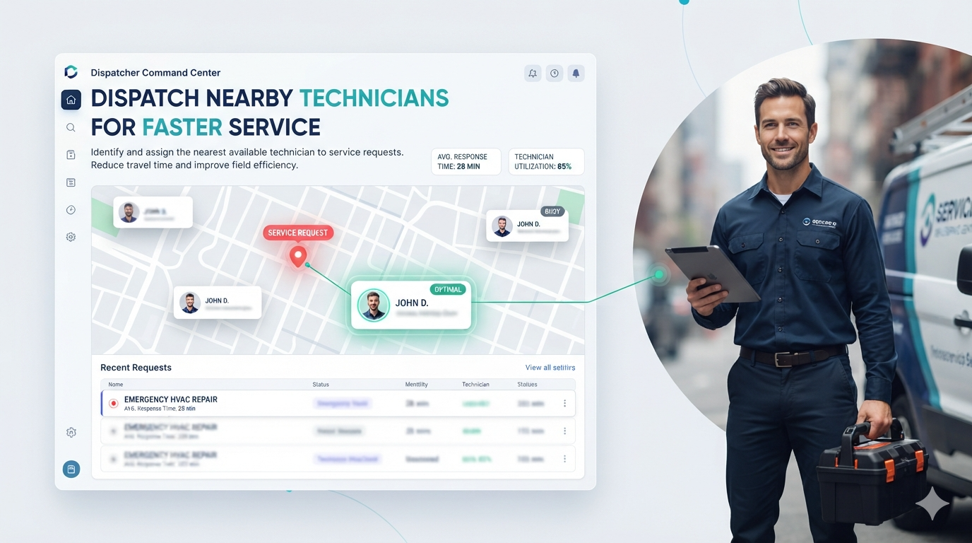 GPS technician dispatch and live location tracking