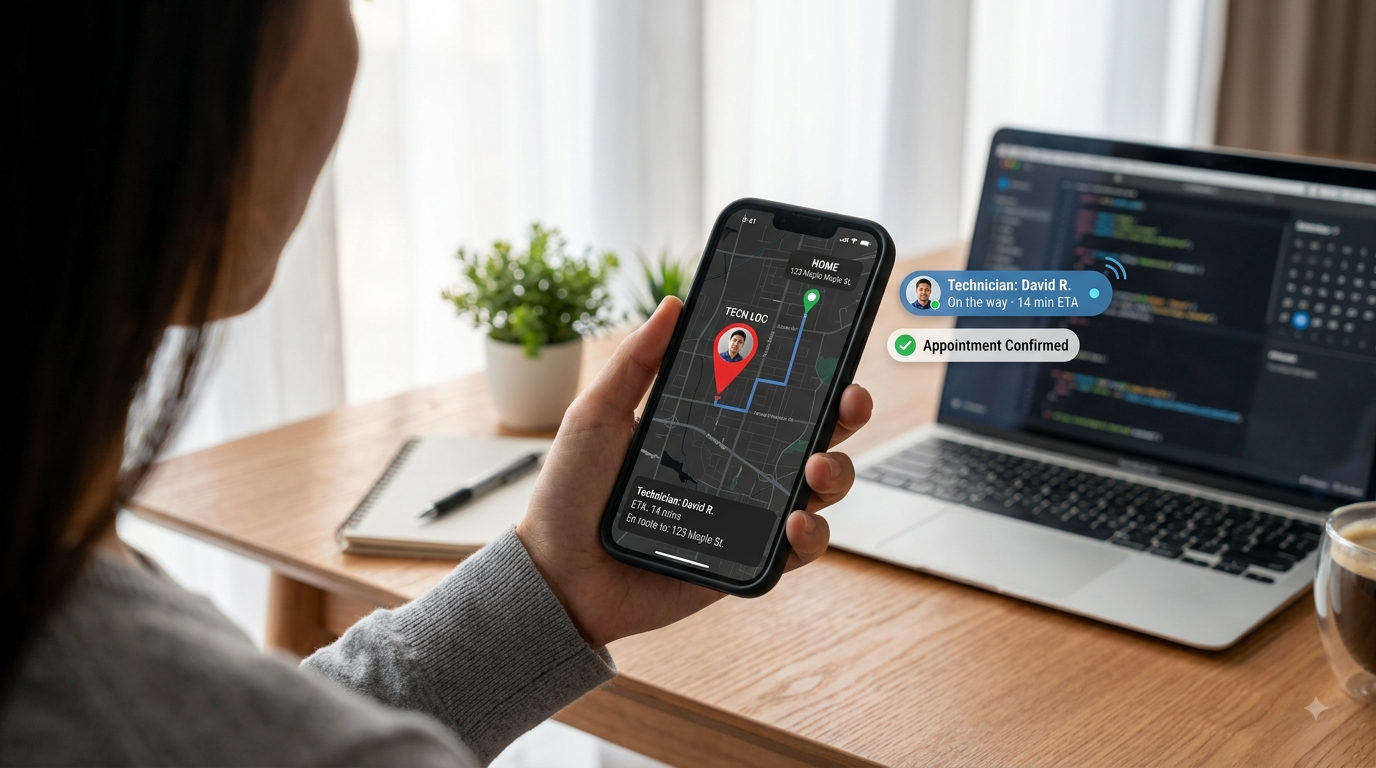 Customers tracking technician arrival and appointment updates