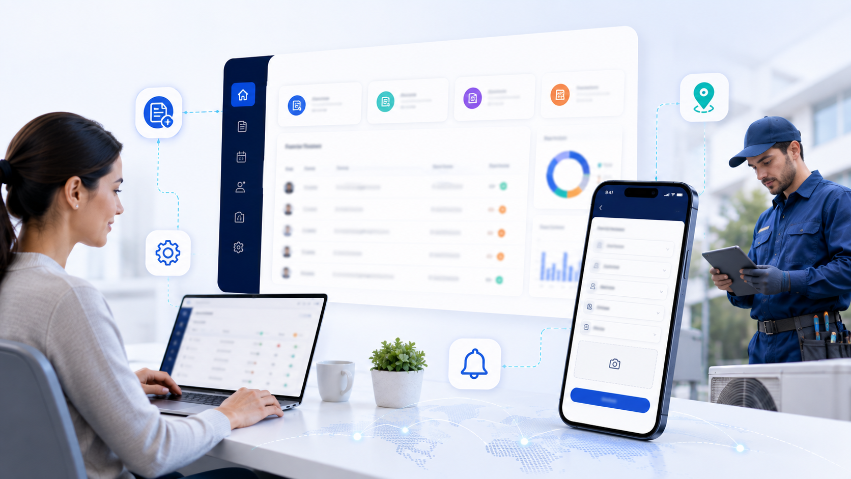 Customers managing service requests from a centralized portal