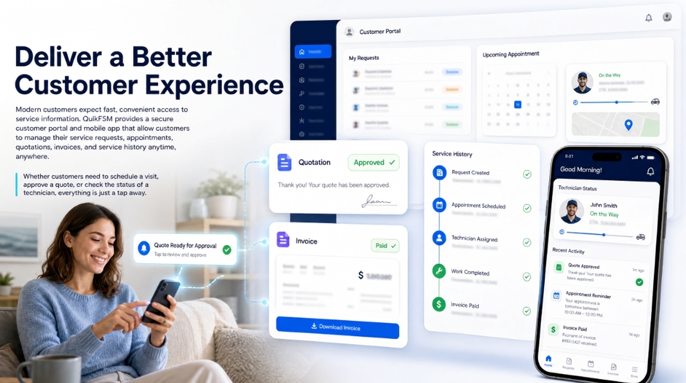 Customer portal and mobile app self-service dashboard