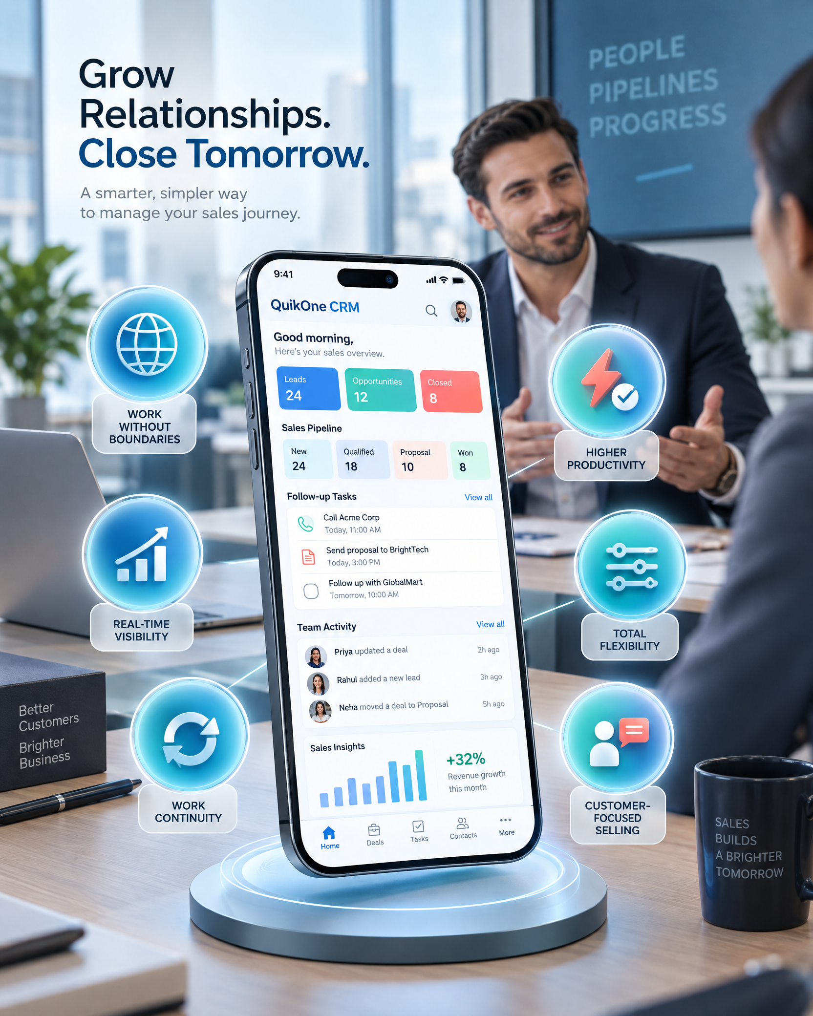 QuikOne CRM mobile app features