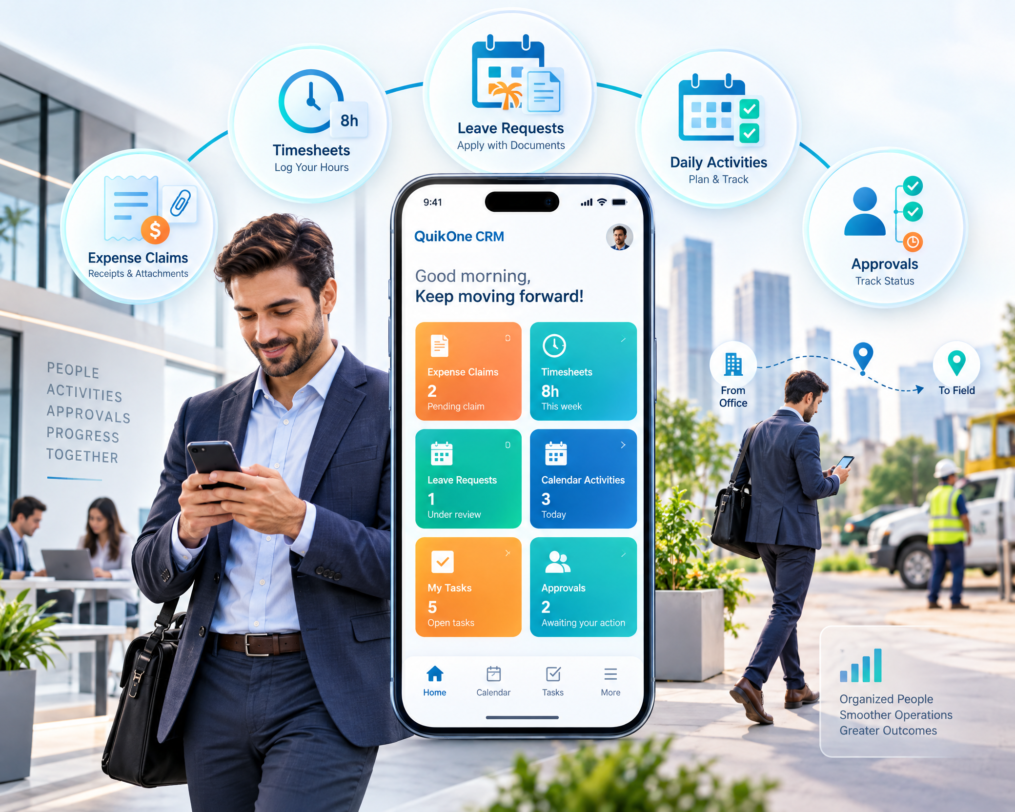 Sales operations in the QuikOne CRM mobile app