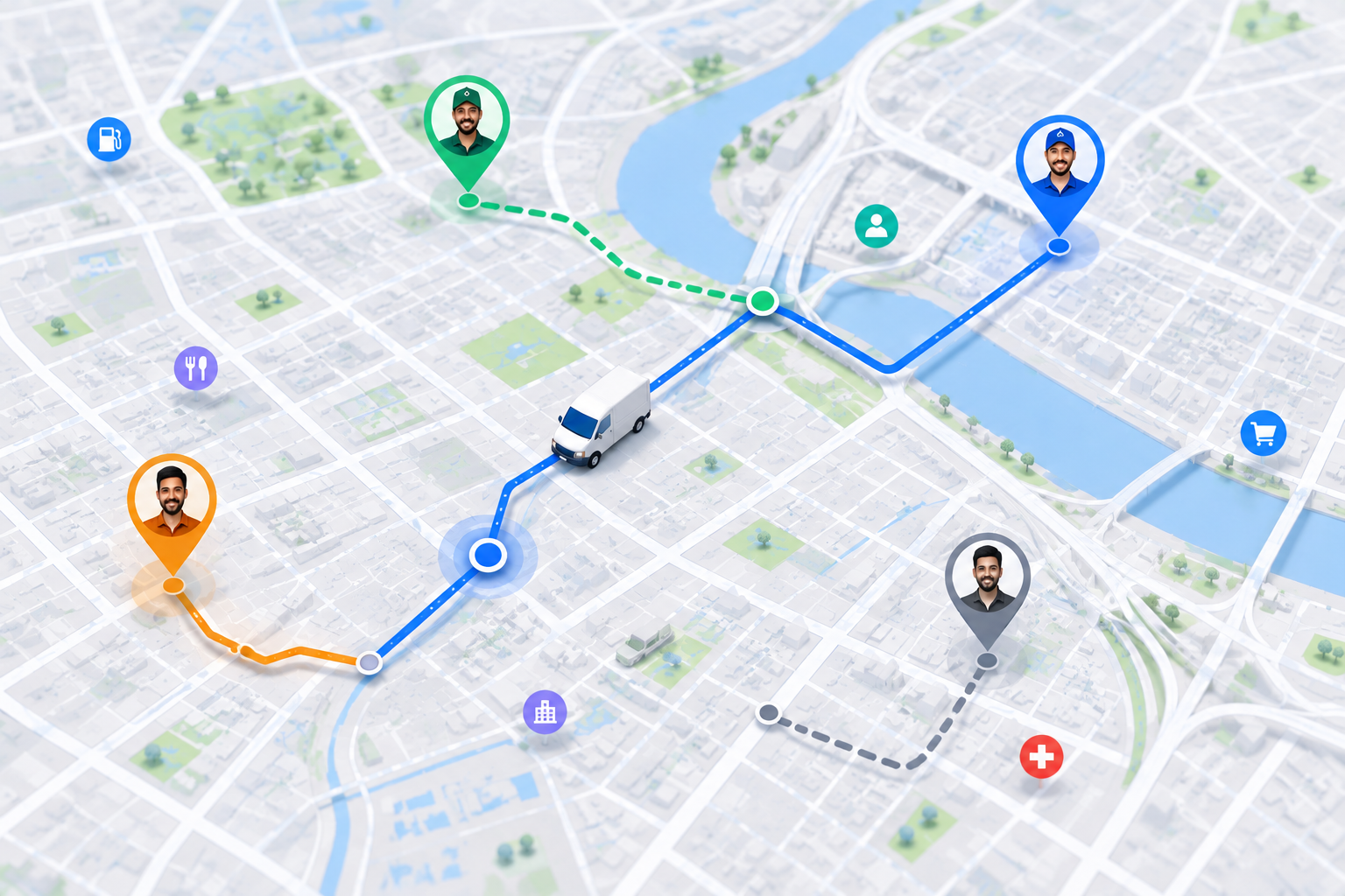 Interactive tracking map layout