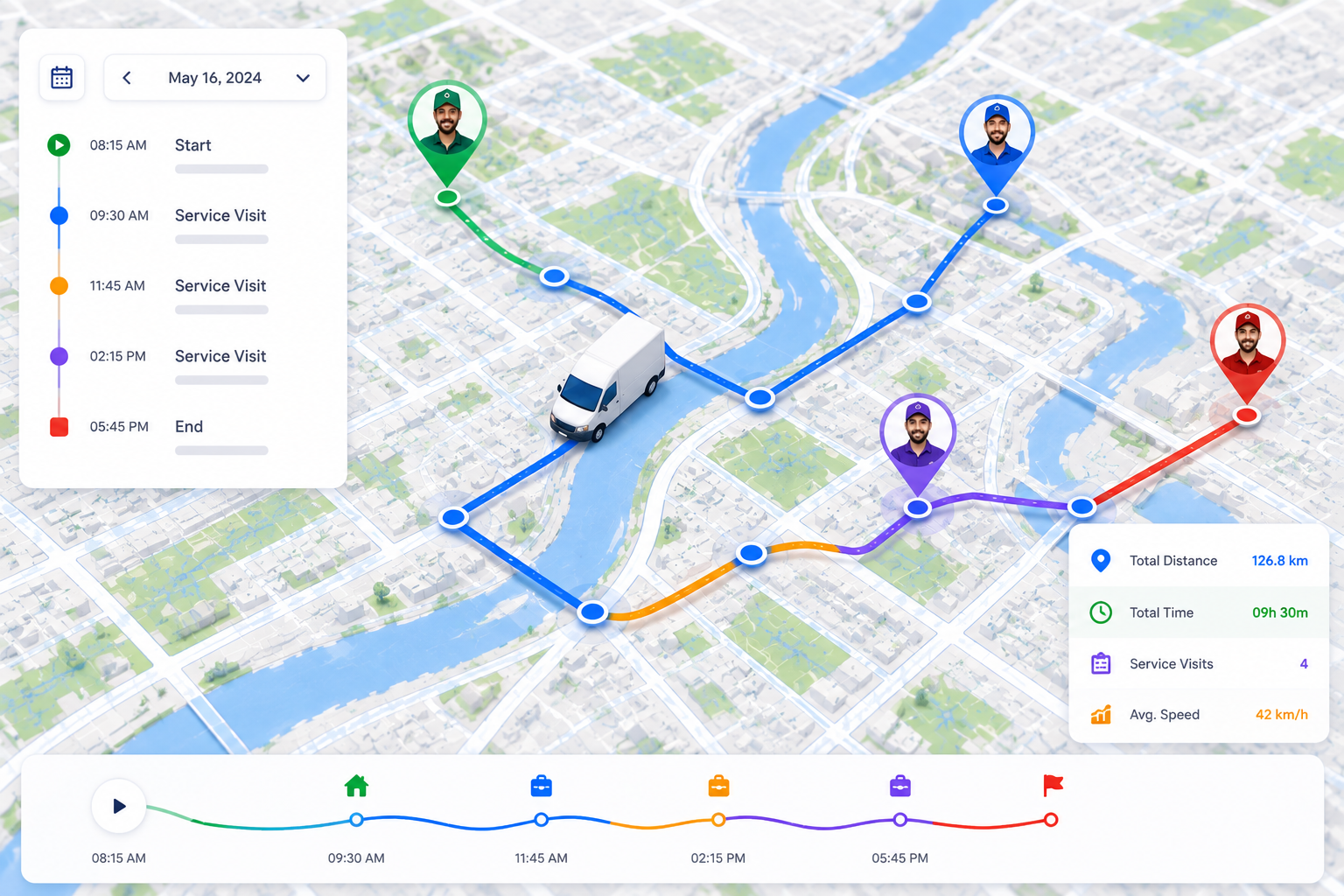 Historical route tracking overview