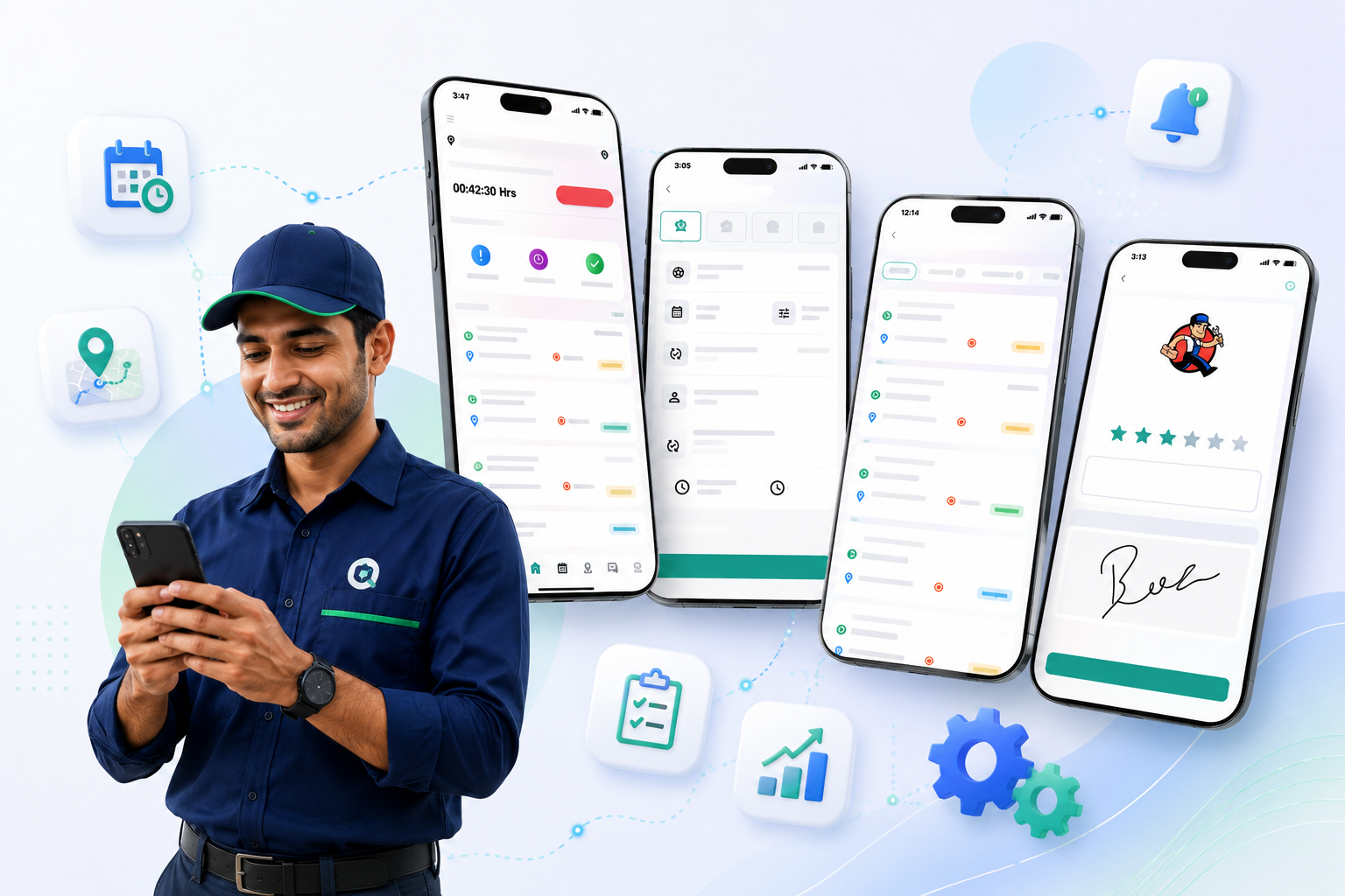 QuikFSM Mobile Field Service App Hero Illustration