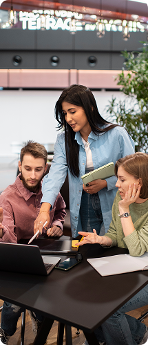 Team collaborating in office