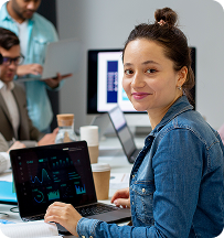 Employee working on laptop